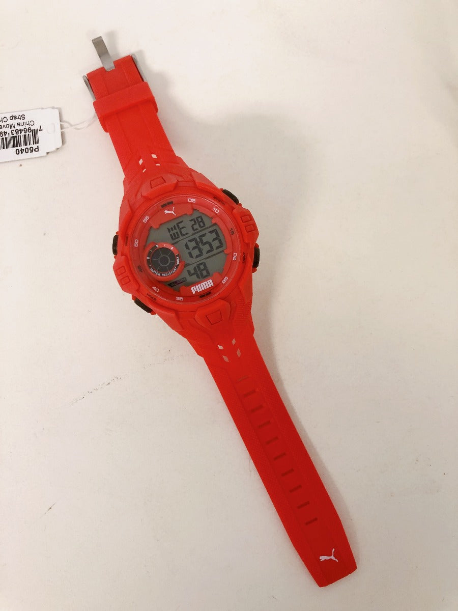 PUMA Bold LCD Red Polyurethane Watch NIB P5040