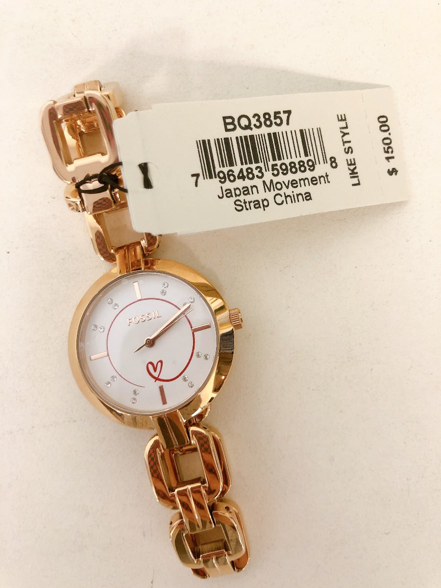 Fossil BQ3857 Kerrigan Three-Hand Rose Gold-Tone Stainless Steel Watch