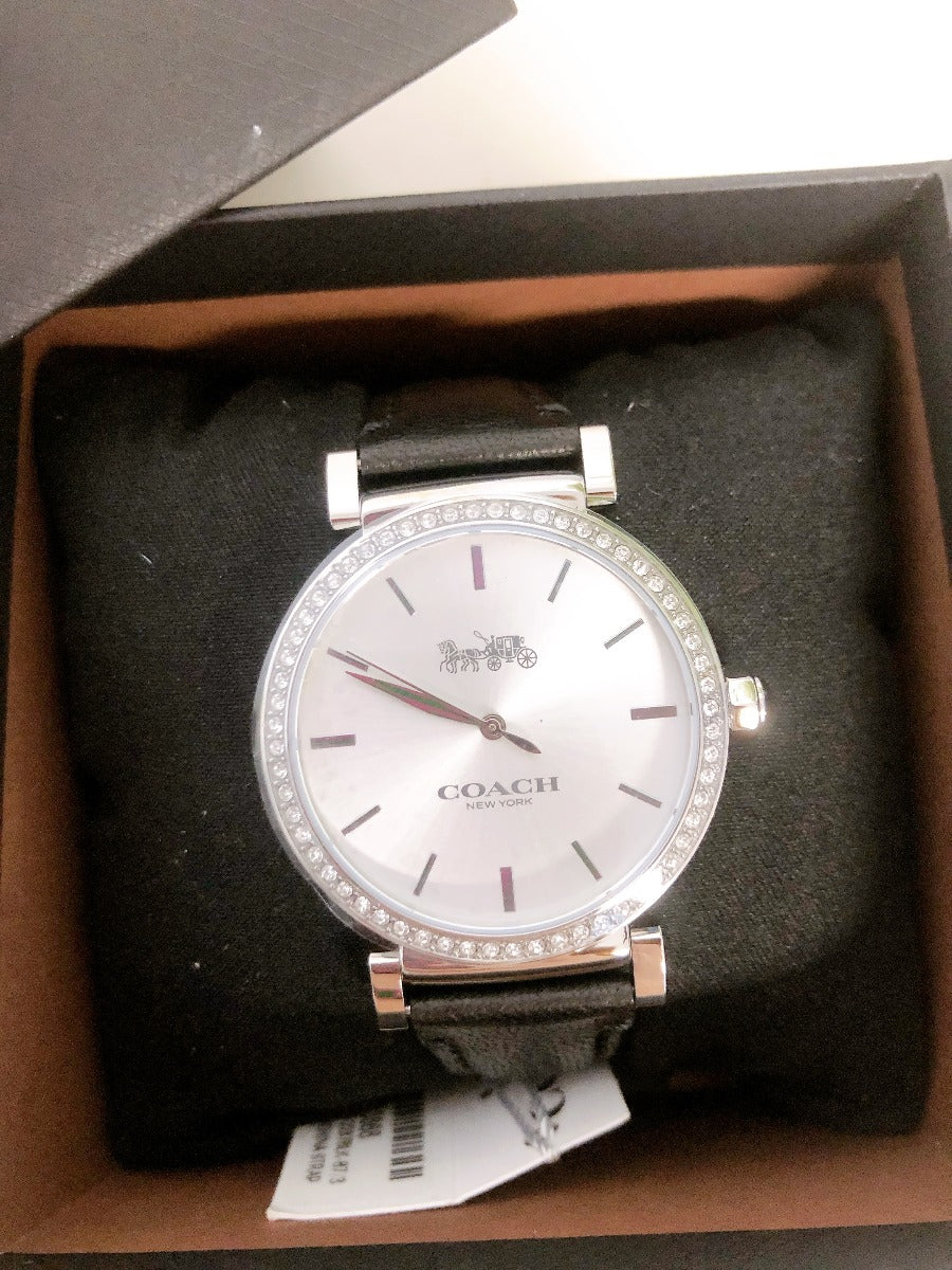 COACH Ladies Madision Watch Silver/White Dial w/60 Crystal Gem Stones 14503868