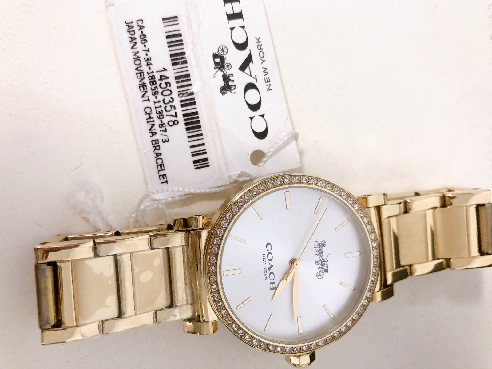 Coach Ladies Madison Gold Band White Dial Perry Watch 36Mm NIB 14503578