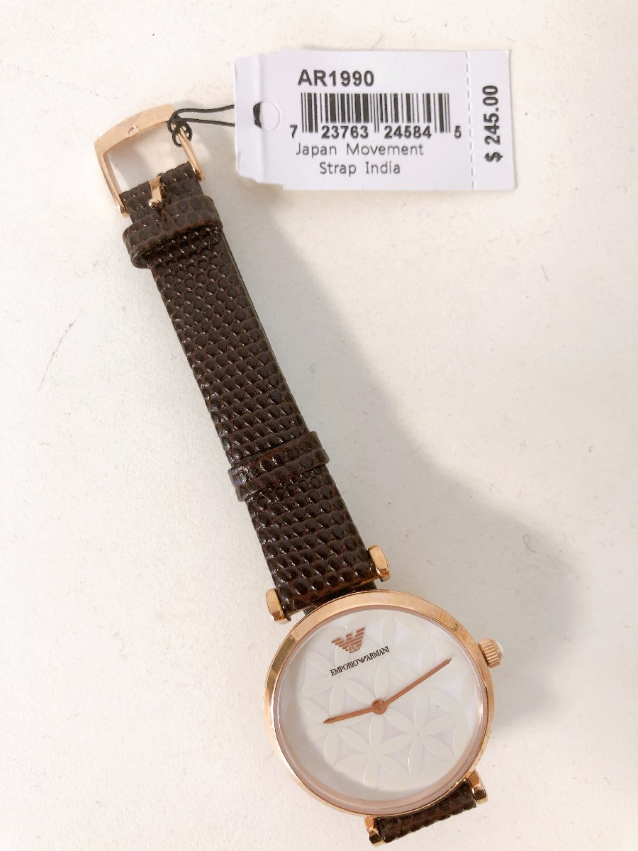 Emporio Armani AR1990 Women's Two-Hand Brown Leather Watch