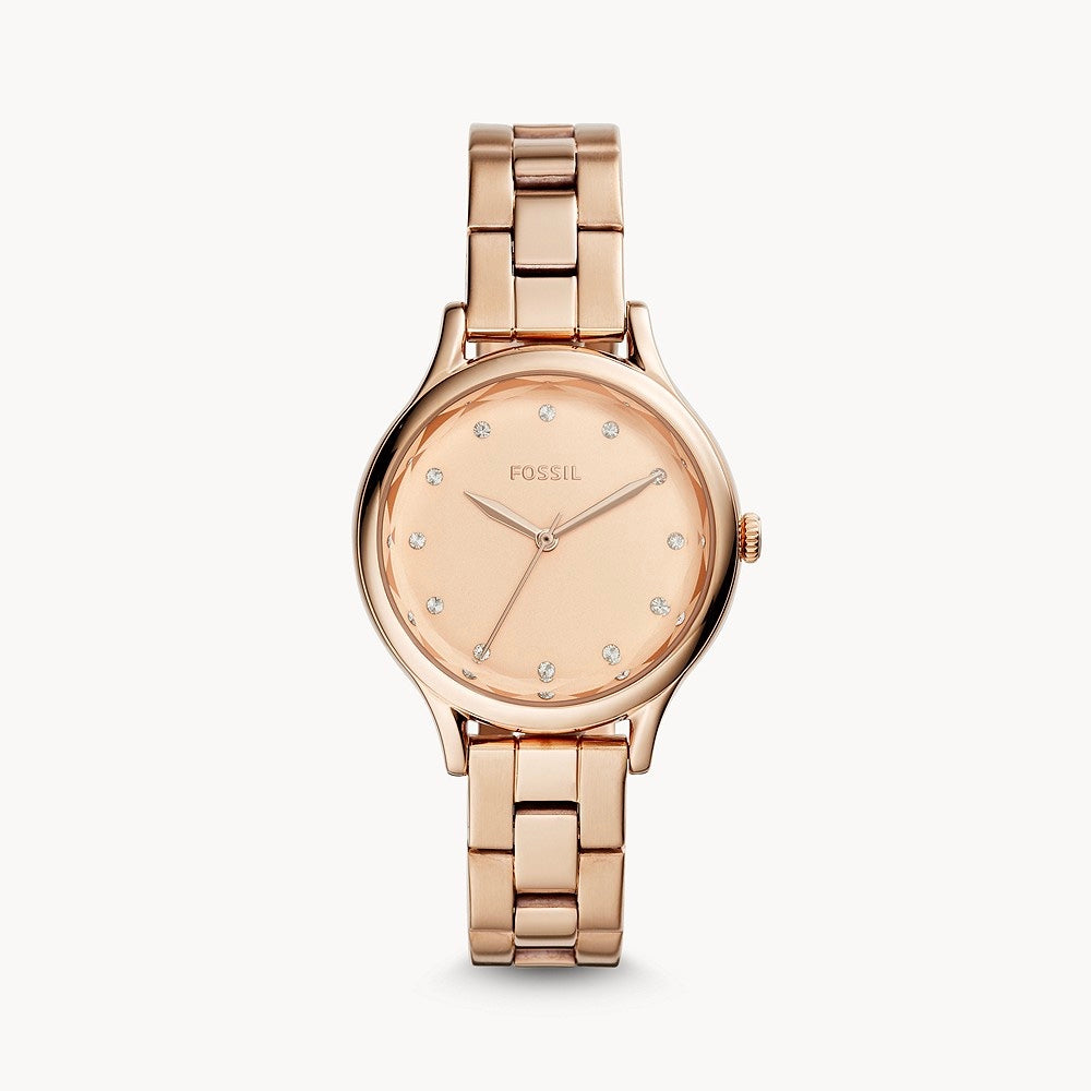 Fossil BQ3321 Laney Three-Hand Rose-Gold-Tone Stainless Steel Watch