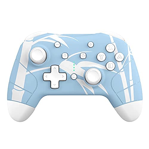 Wireless Switch Controller, Mytrix Controllers for Nintendo Switch/Lite, Enhanced Switch Pro Controller, Auto-Fire Turbo, Motion Control, Wake-Up, Headphone Jack, Adjustable Vibration Vibration, Bamboo Blue