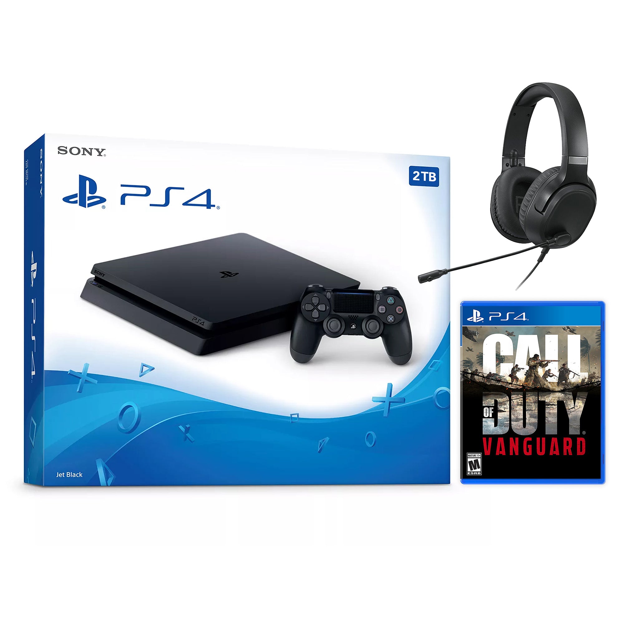 Sony PlayStation 4 Slim The Last of Us: Remastered Bundle Upgrade 2TB HDD PS4 Gaming Console, Jet Black, with Mytrix Chat Headset - Large Capacity Internal Hard Drive Enhanced PS4 Console