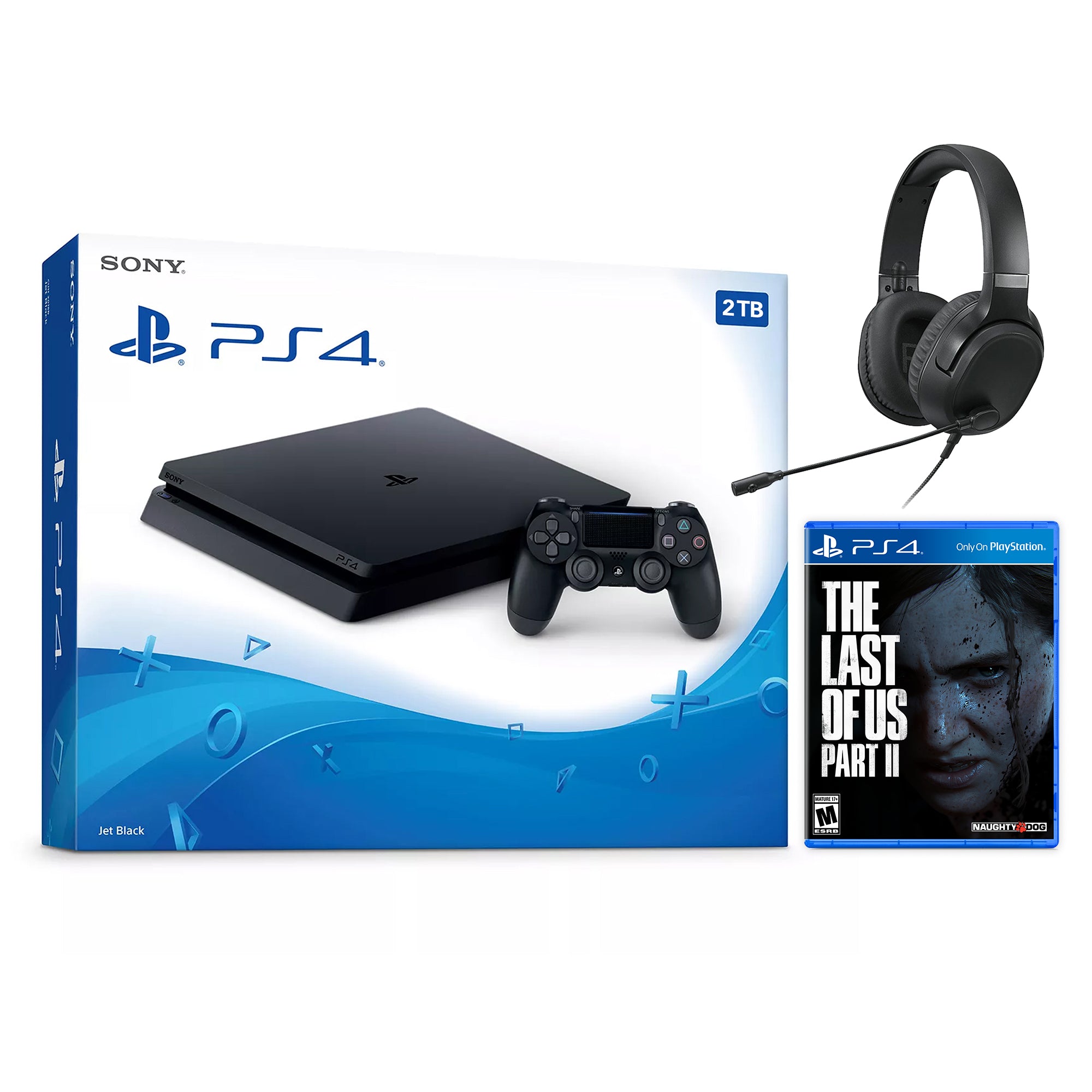Sony PlayStation 4 Slim Ratchet & Clank Bundle Upgrade 2TB HDD PS4 Gaming Console, Jet Black, with Mytrix Chat Headset - Large Capacity Internal Hard Drive Enhanced PS4 Console