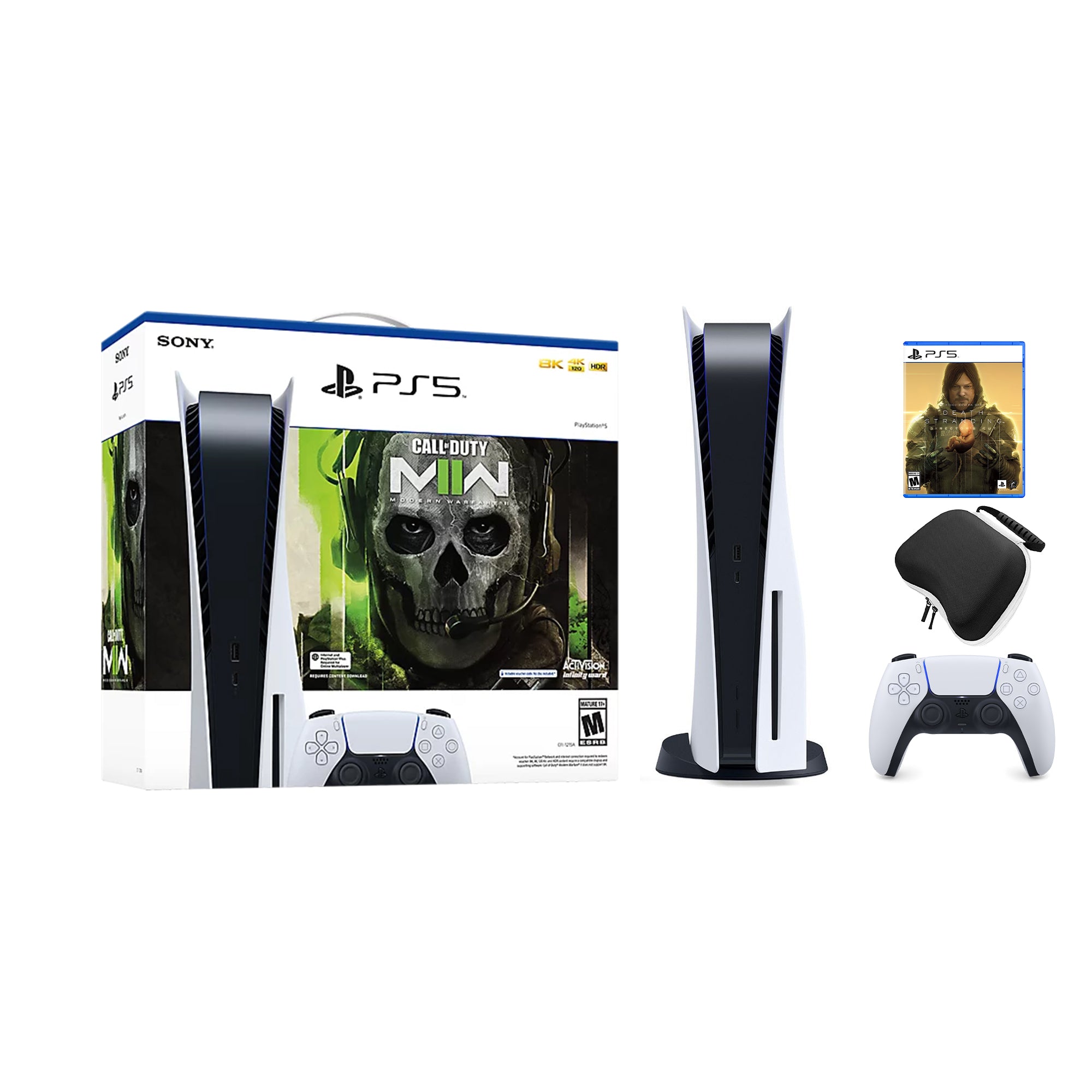 PlayStation 5 Disc Edition Call of Duty Modern Warfare II Bundle with Death Stranding and Mytrix Controller Case