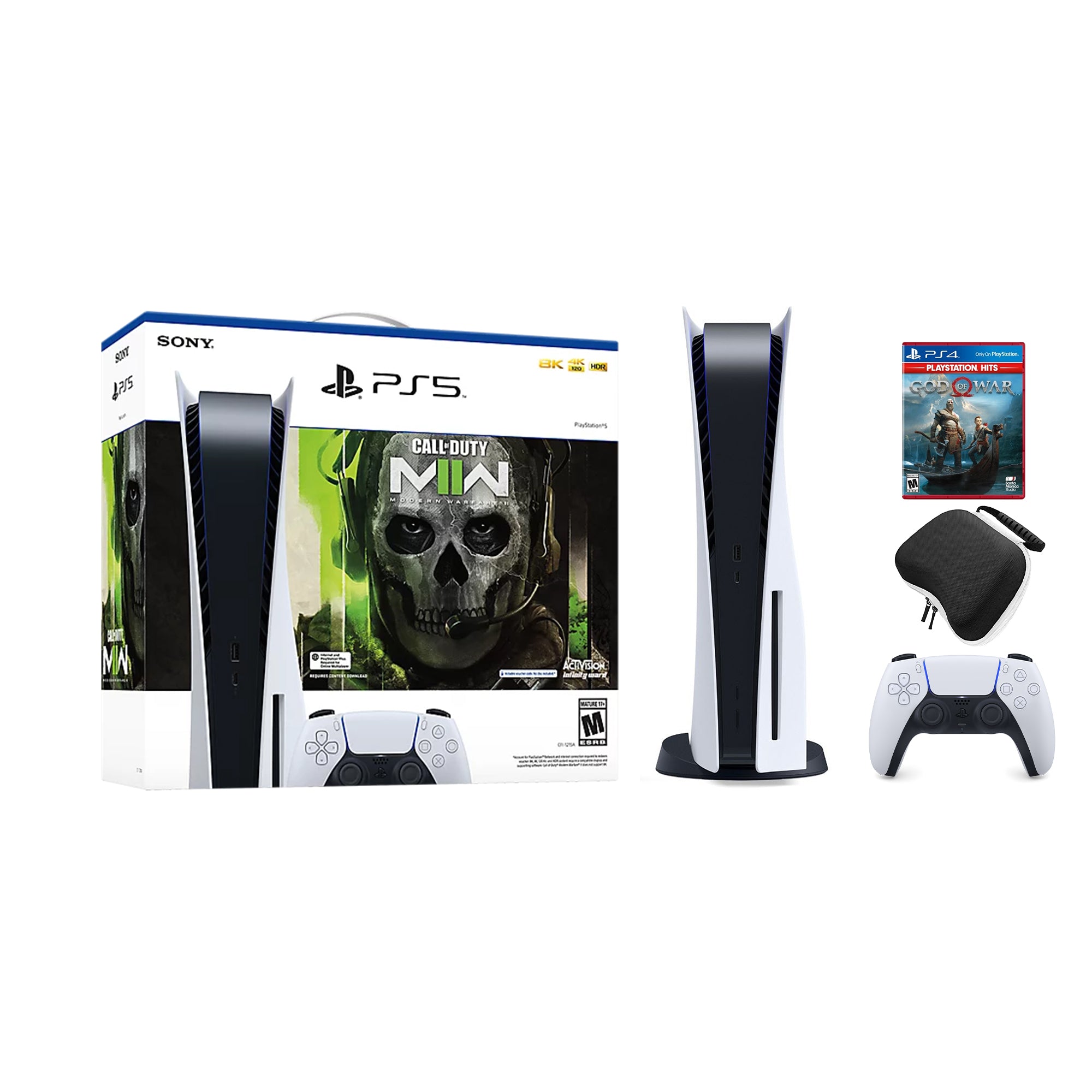 PlayStation 5 Disc Edition Call of Duty Modern Warfare II Bundle with God of War and Mytrix Controller Case
