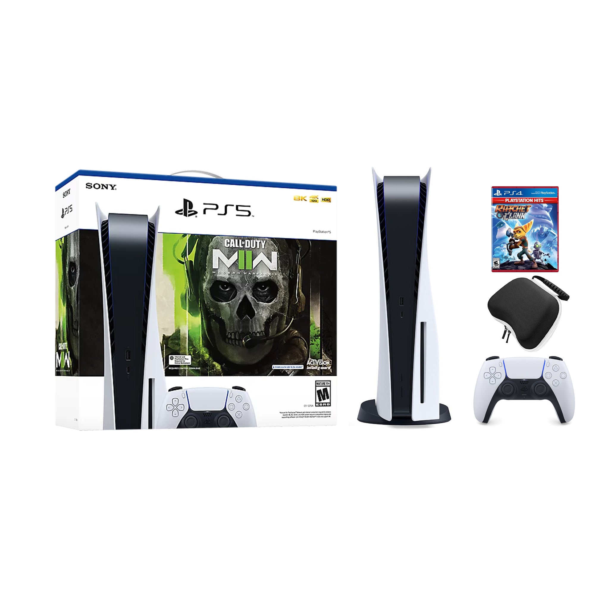 PlayStation 5 Disc Edition Call of Duty Modern Warfare II Bundle with Ratchet & Clank and Mytrix Controller Case