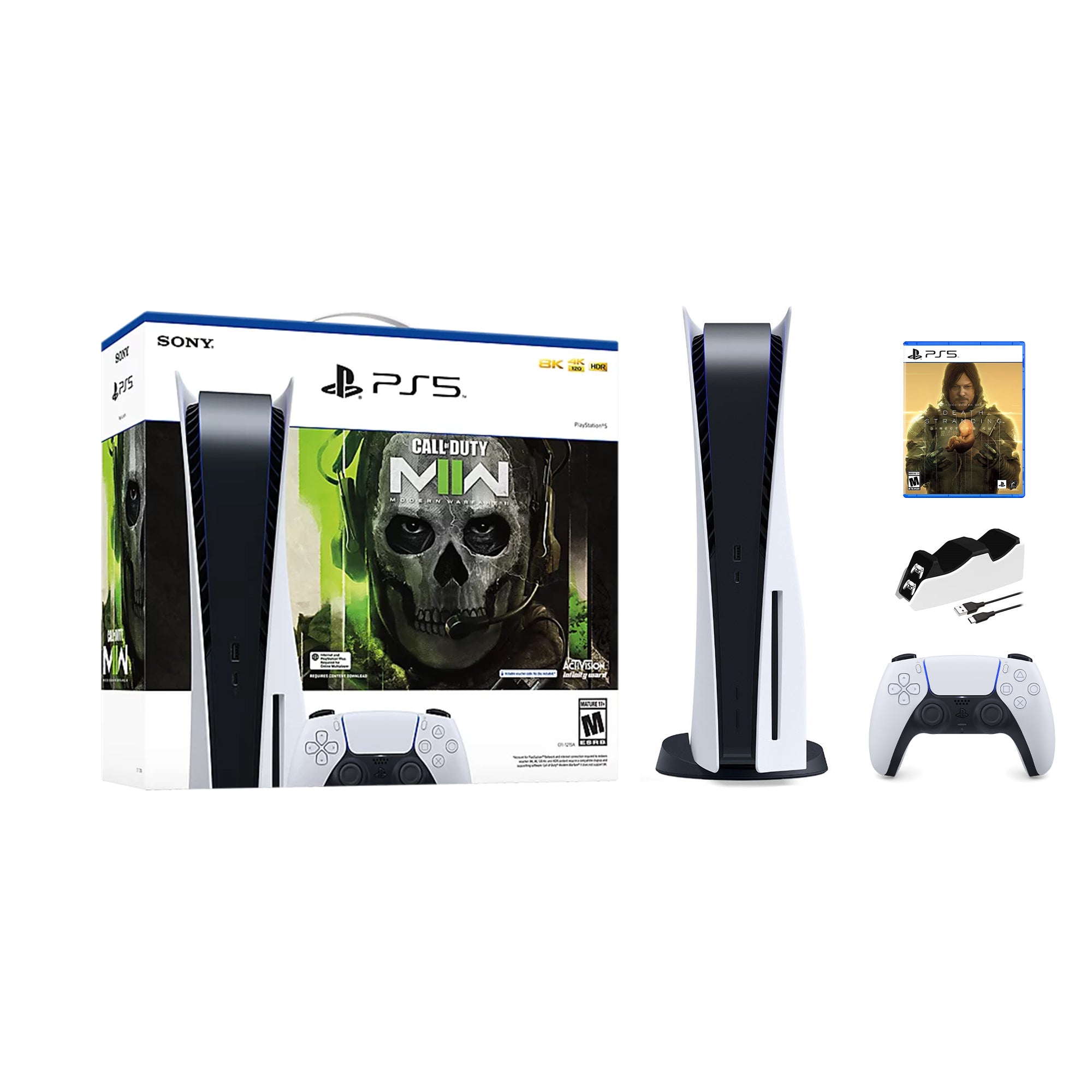 PlayStation 5 Disc Edition Call of Duty Modern Warfare II Bundle with Death Stranding and Mytrix Controller Charger