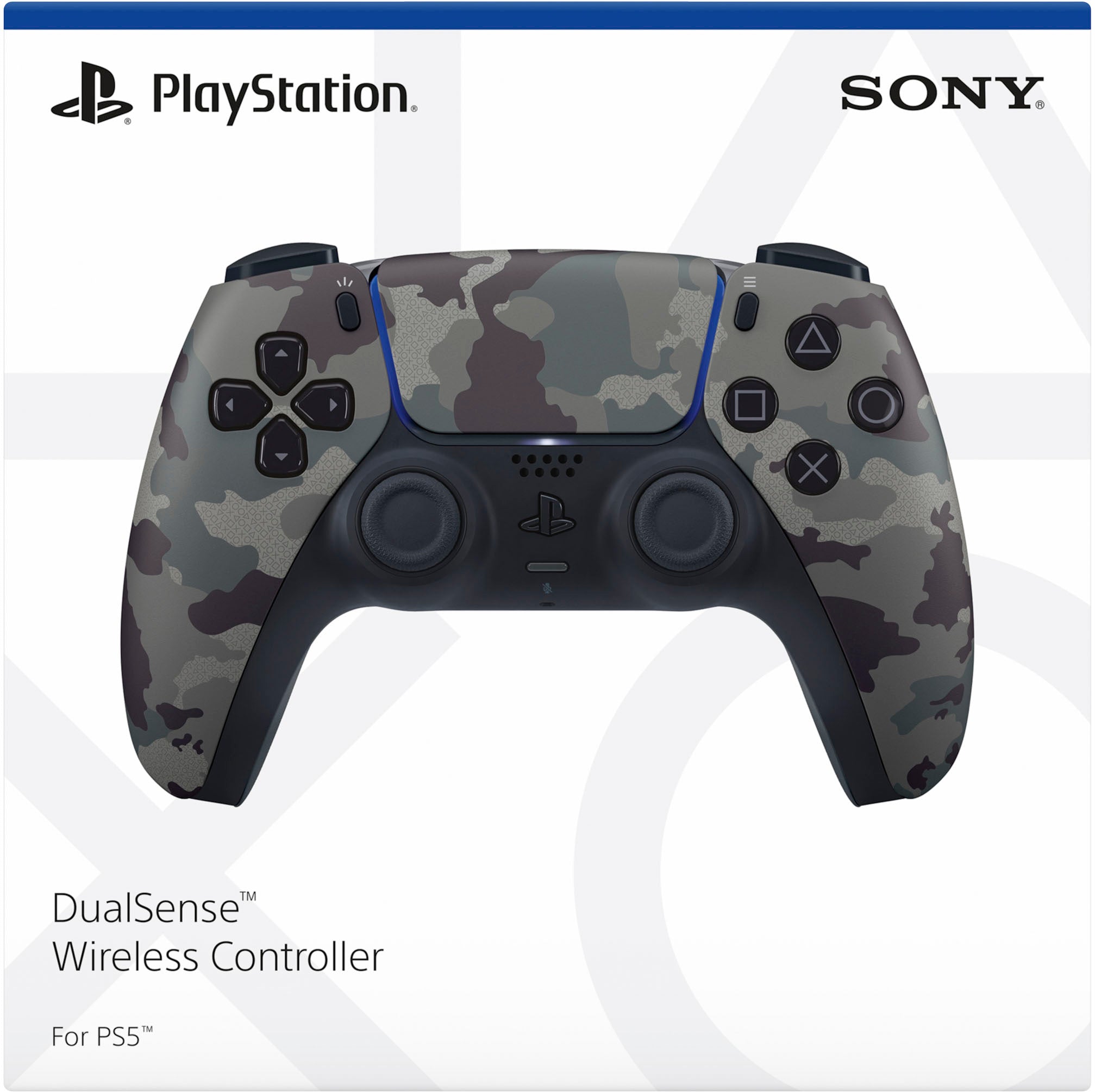 PlayStation 5 Digital Edition with Two Controllers White and Gray Camouflage DualSense and Mytrix Dual Controller Charger - PS5 Gaming Console