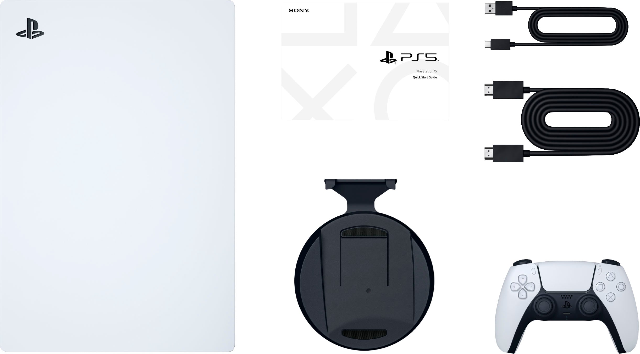 PlayStation 5 Disc Edition with Two Controllers White and Starlight Blue DualSense and Mytrix Dual Controller Charger - PS5 Gaming Console