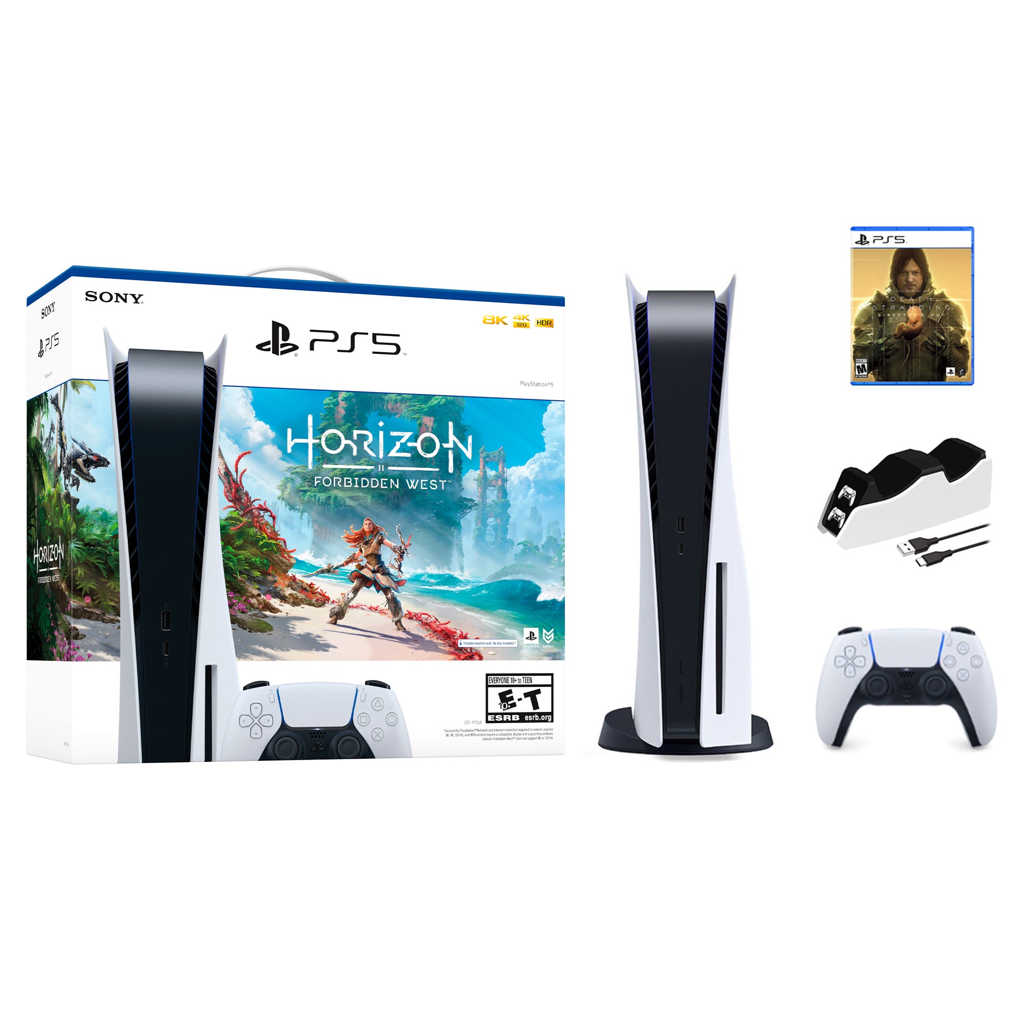 Playstation 5 Horizon Forbidden West Bundle with Death Stranding and Mytrix Controller Charger