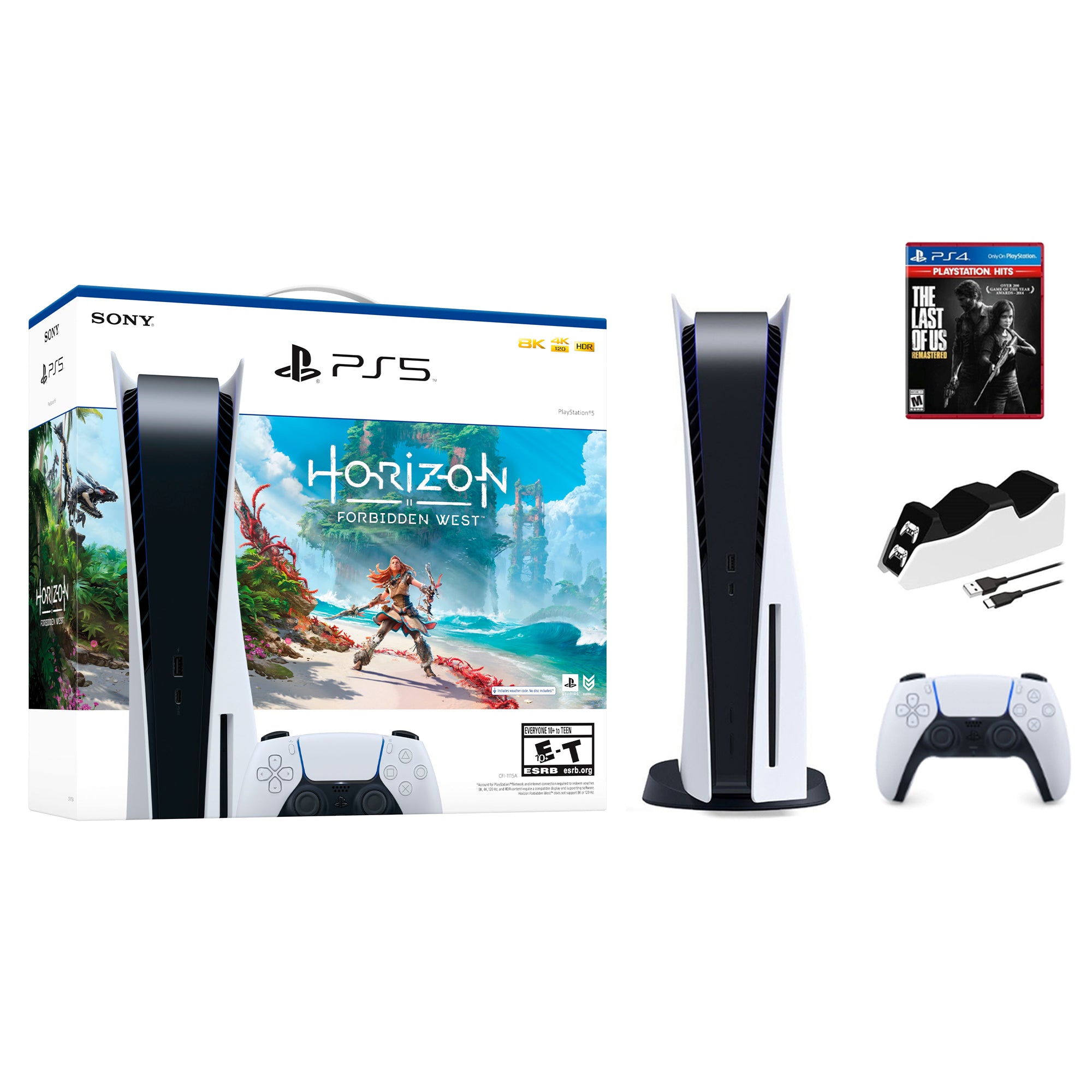 Playstation 5 Horizon Forbidden West Bundle with The Last of Us and Mytrix Controller Charger