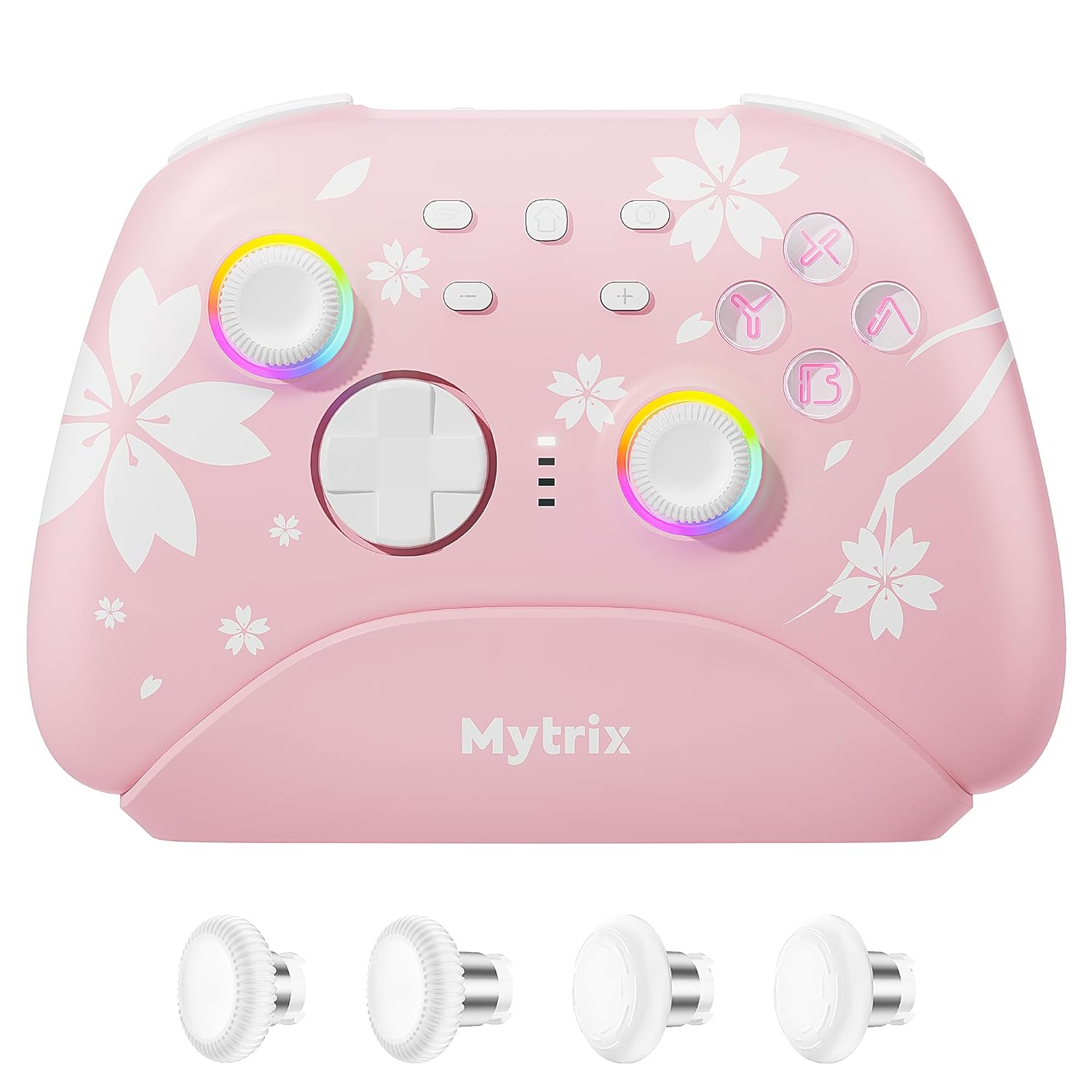 Mytrix Wireless Pro Controllers with Charging Dock, Pink Bluetooth Controller with Hall Effect Joysticks/Hall Trigger (No Drift) for Nintendo Switch, Windows PC iOS Android Steam