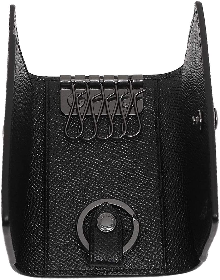 COACH F73992 FIVE RING KEY CASE Crossgrain Leather Wallet Black