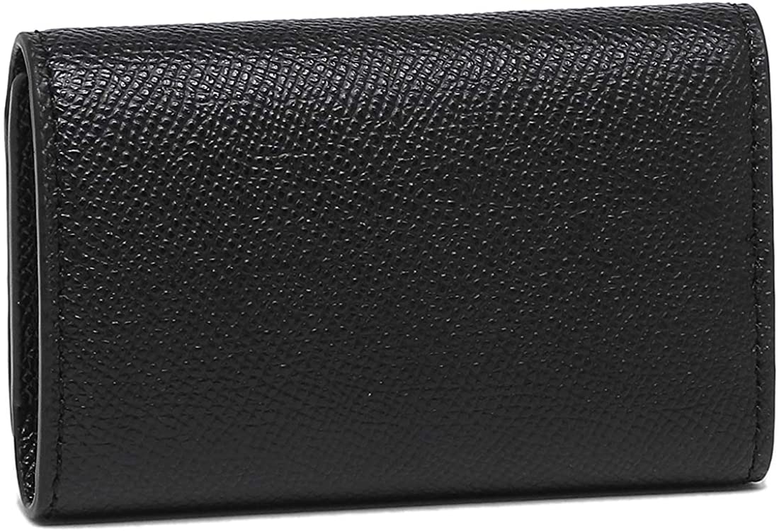 COACH F73992 FIVE RING KEY CASE Crossgrain Leather Wallet Black