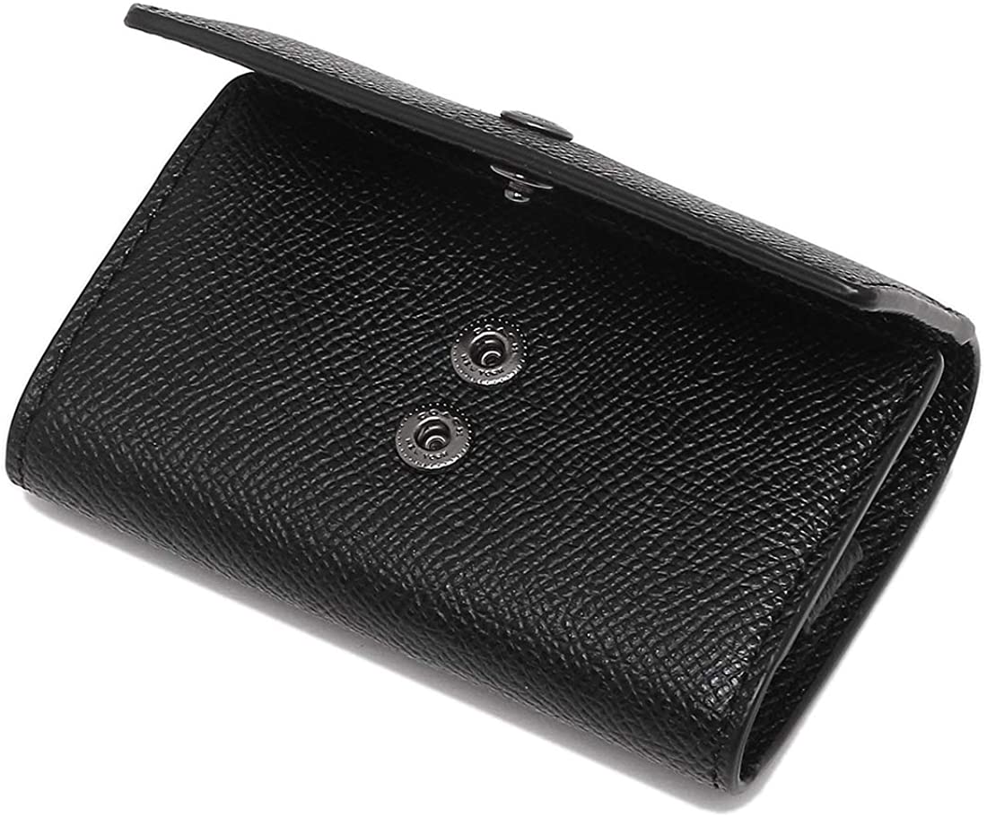COACH F73992 FIVE RING KEY CASE Crossgrain Leather Wallet Black