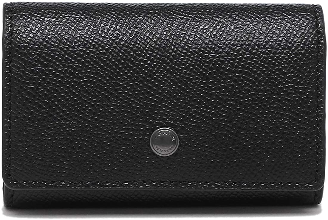 COACH F73992 FIVE RING KEY CASE Crossgrain Leather Wallet Black