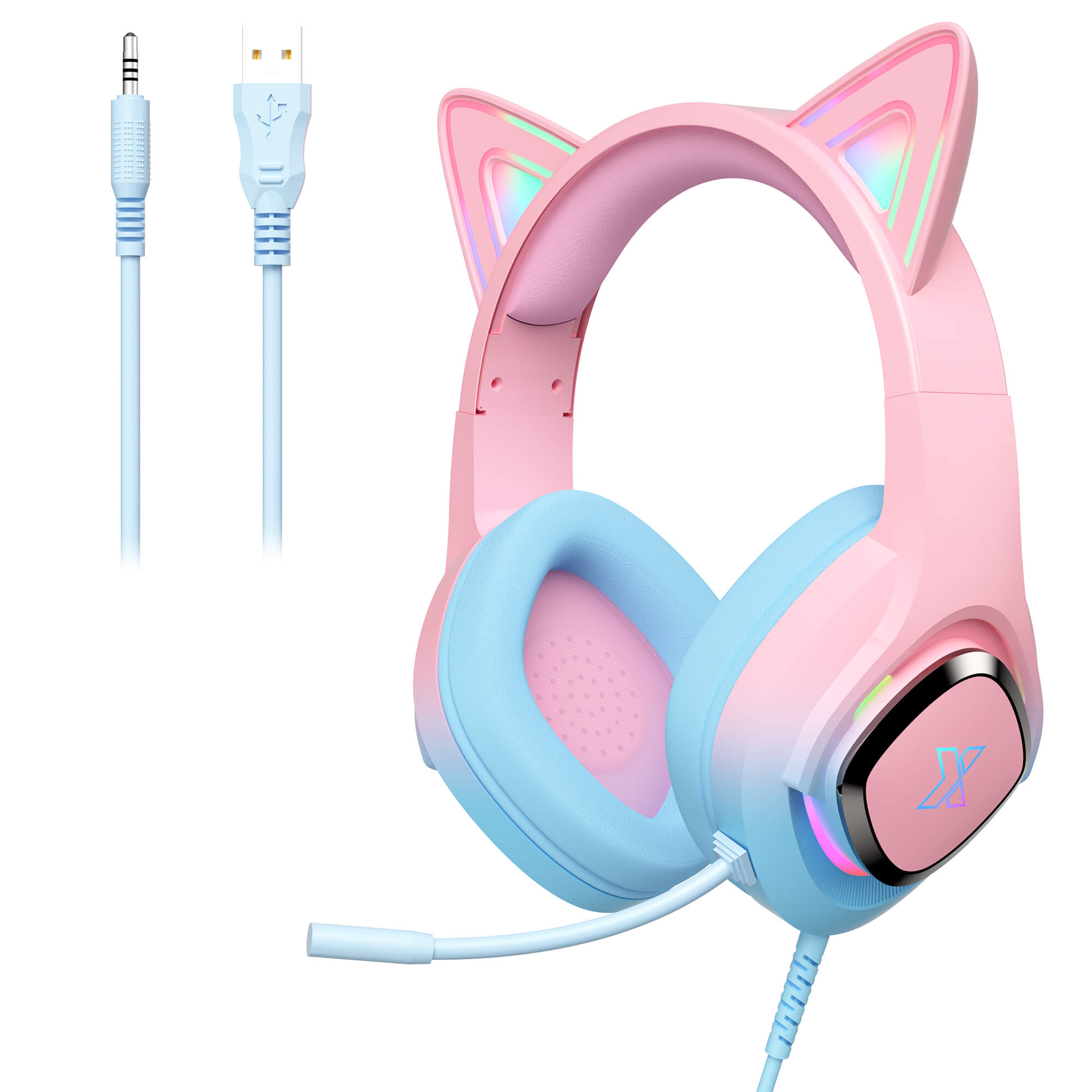 Mytrix Cat Ear Gaming Headset with 360¡ã Rotation Microphone Compatible with PS4, PS5, Xbox, PC, MAC, Switch