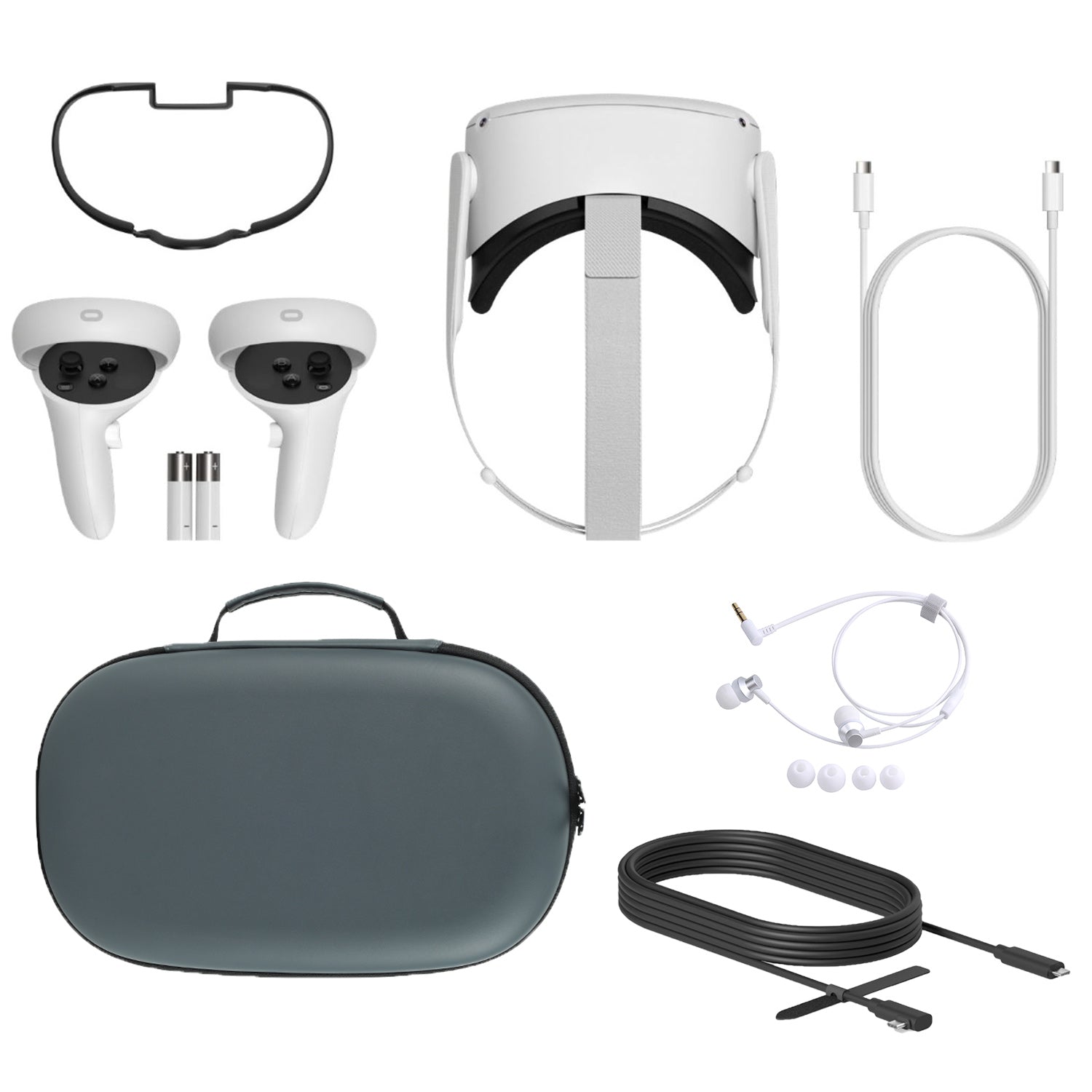 2020 Oculus Quest 2 All-In-One VR Headset, Touch Controllers, 128GB SSD, 1832x1920 up to 90 Hz Refresh Rate LCD, Glasses Compatible, 3D Audio, Mytrix Carrying Case, Earphone, Oculus Link Cable (3M)