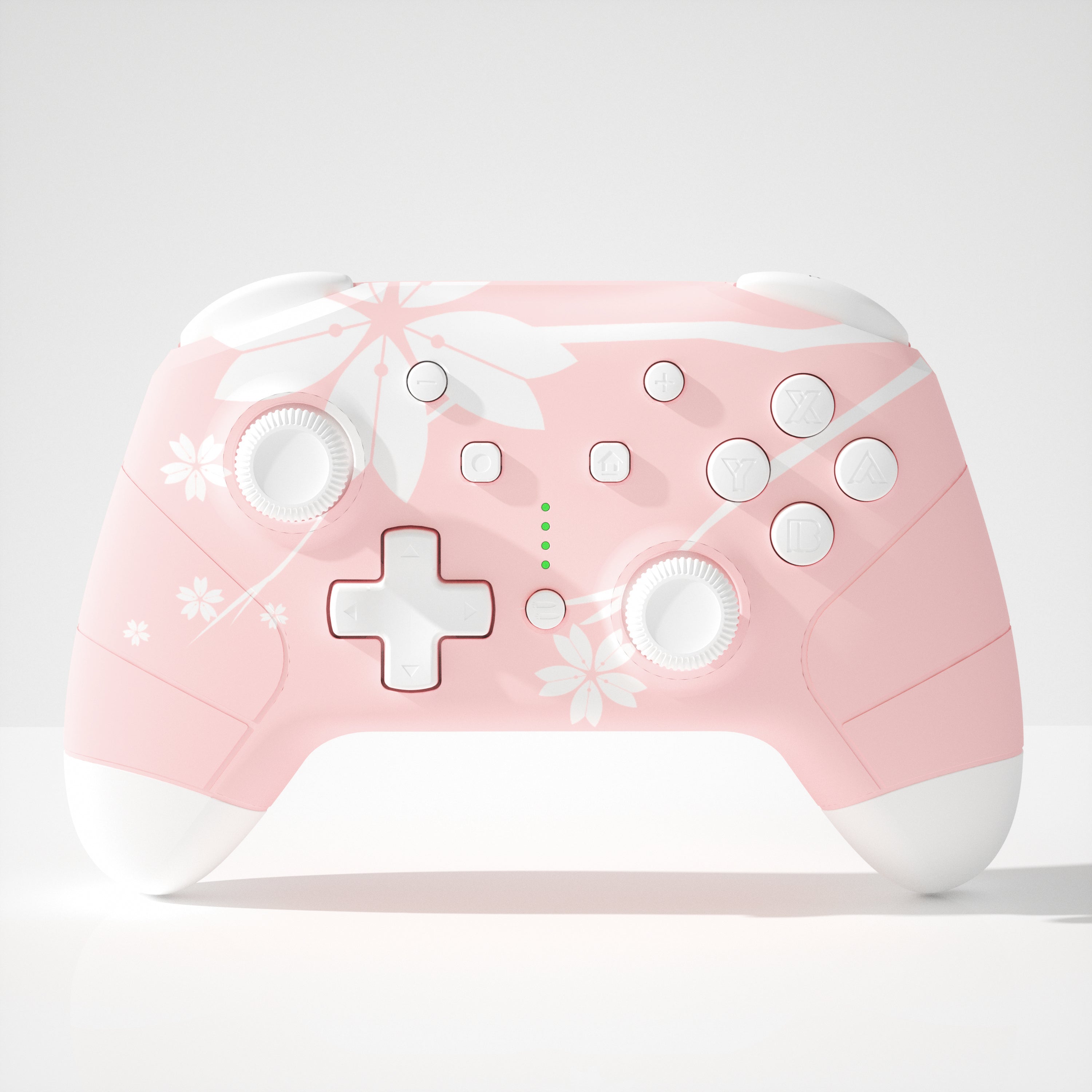 Pink Switch Pro Controller with White Cherry Flowers