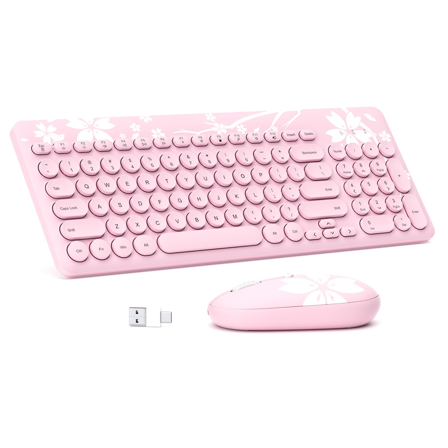 Cherry Blossom Pink Wireless Keyboard and Mouse