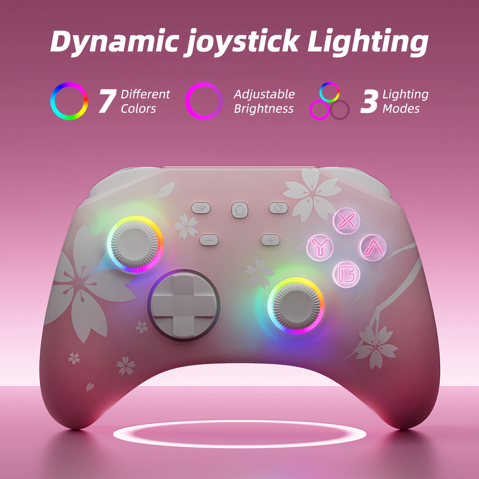 Mytrix Wireless Pro Controller Sakura Pink, Bluetooth Controller with Programmable
