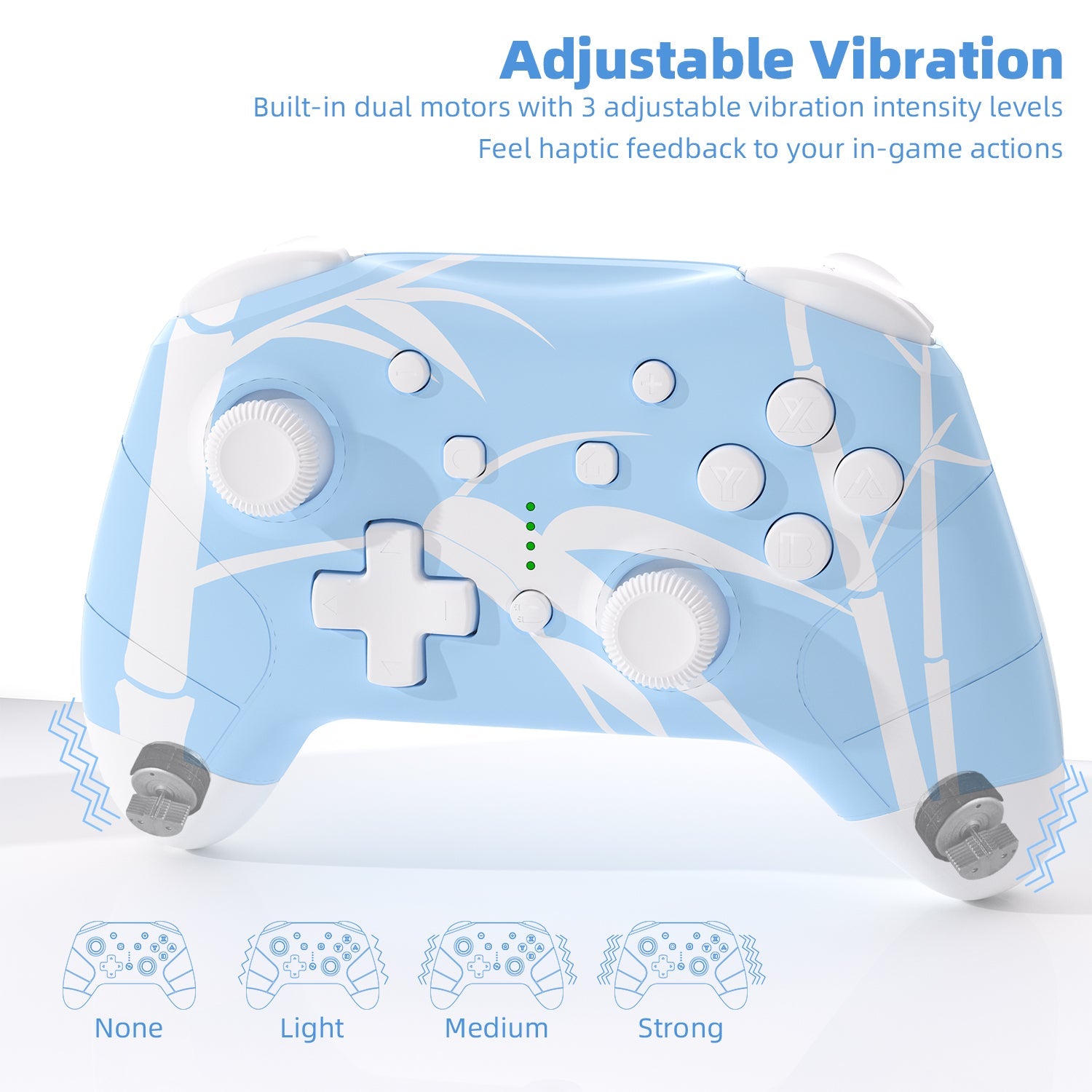 Mytrix Blue Bamboo Wireless Switch Pro Controller For Nintendo Switch
