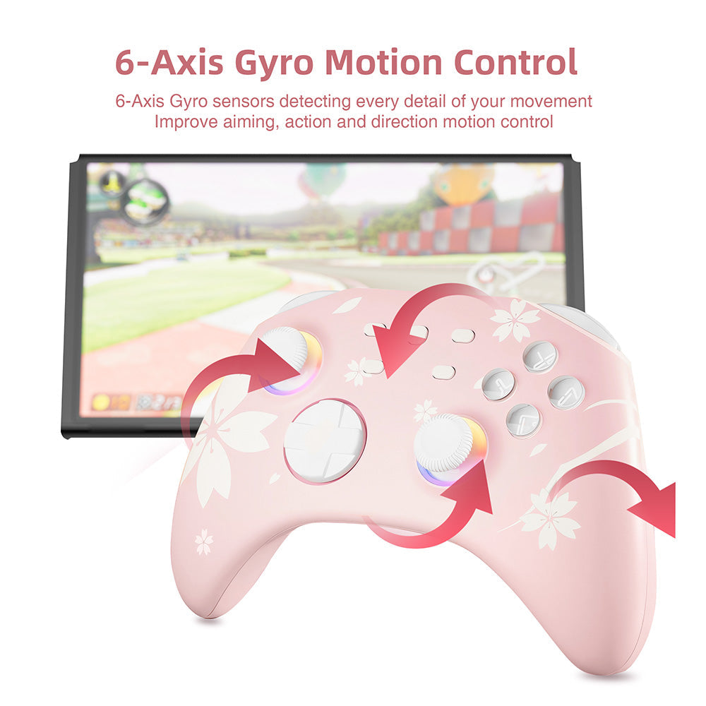 Mytrix Pro Wireless Controller Sakura Pink, Bluetooth Controller With Programmable