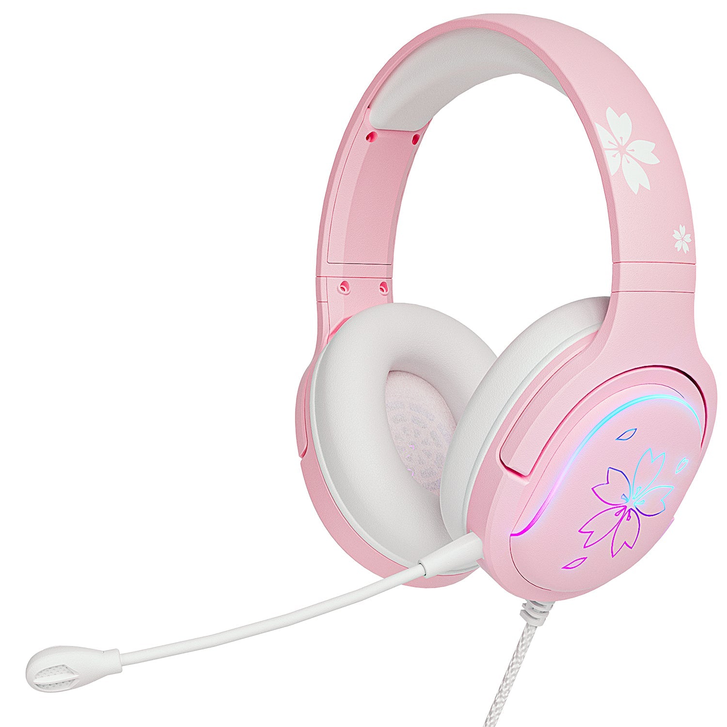 Cherry Blossom Pink RGB Gaming Headset with Mic