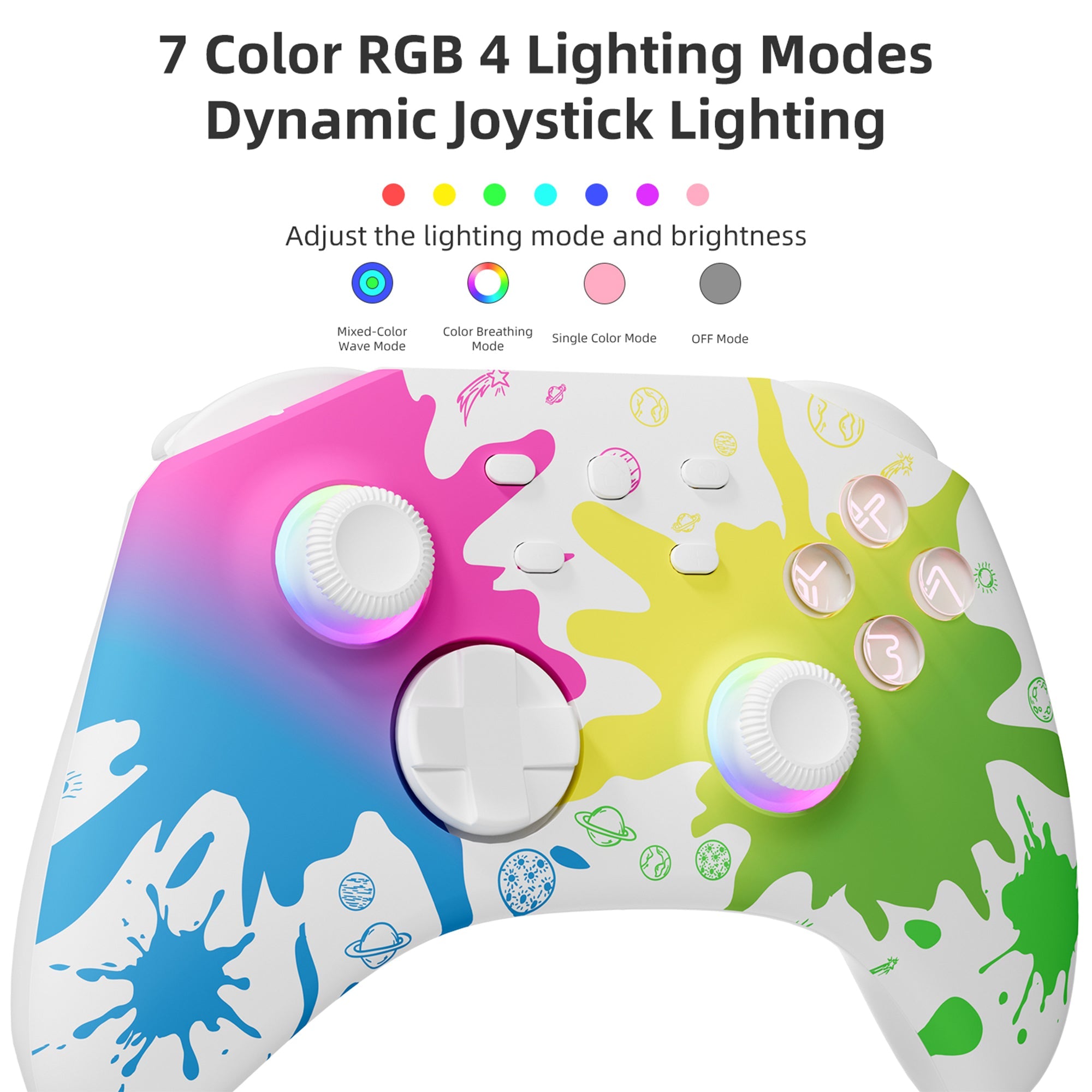 Mytrix Splashy Wireless Pro RGB Controller with Programmable Back Buttons and Turbo, for Nintendo Switch, PC, Android & iOS