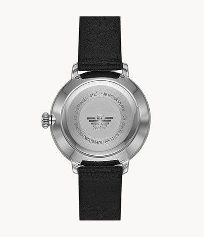 Emporio Armani AR11159 Women's Two-Hand Black Leather Watch