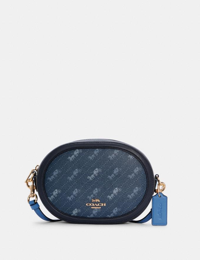 COACH C4057 Camera Bag With Horse And Carriage Dot Print In Denim Multi