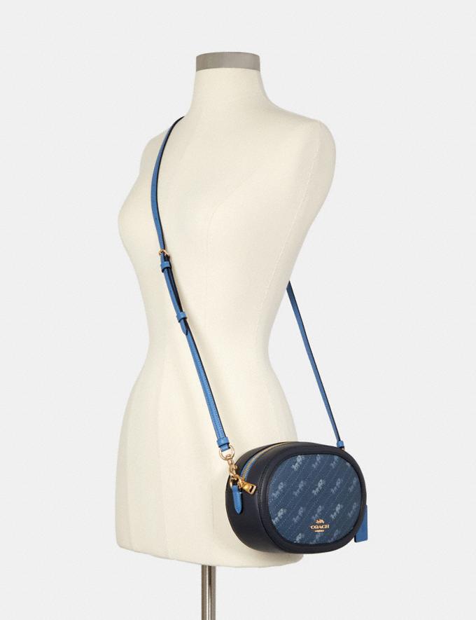COACH C4057 Camera Bag With Horse And Carriage Dot Print In Denim Multi