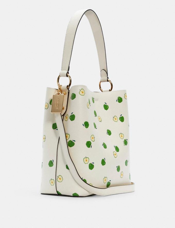 Coach C4301 Town Bucket Bag With Apple Print Chalk Multi/Light Saddle