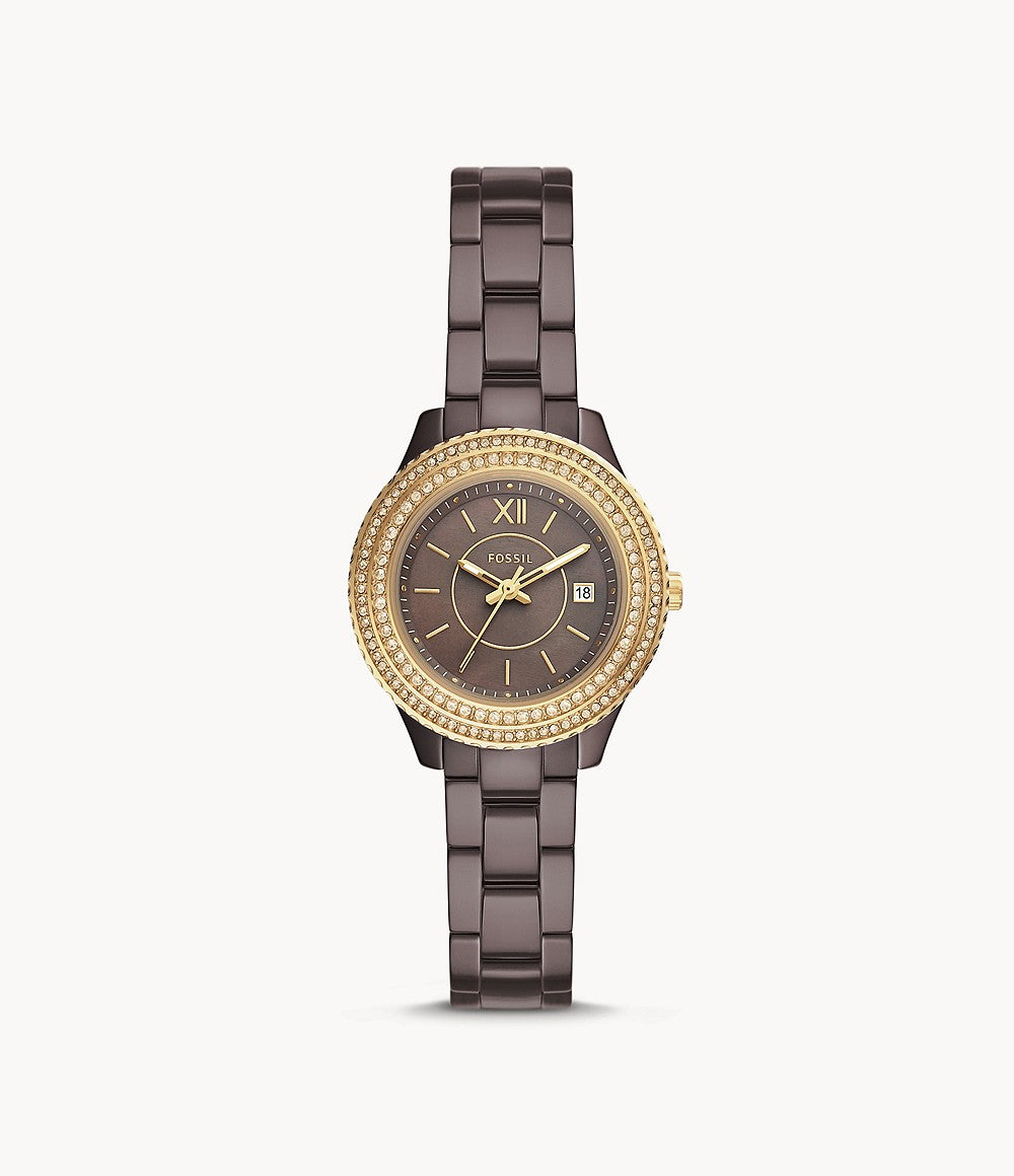 Fossil CE1122 Stella Three-Hand Date Brown Ceramic Watch