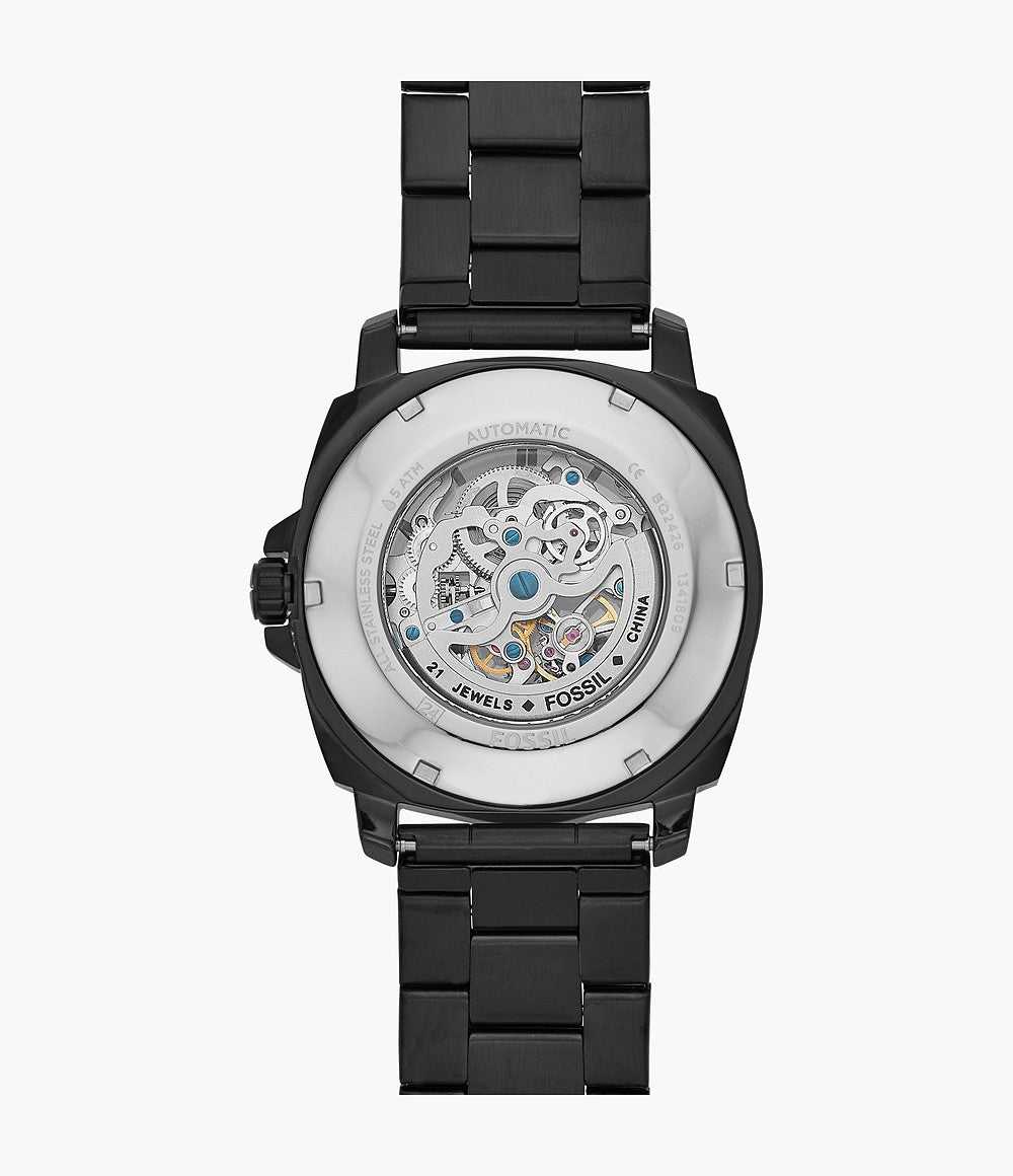 Fossil BQ2426 Privateer Sport Mechanical Black Stainless Steel Watch 796483421646