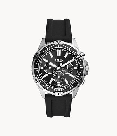Fossil FS5624 Garrett Chronograph Black Silicone Watch For Men