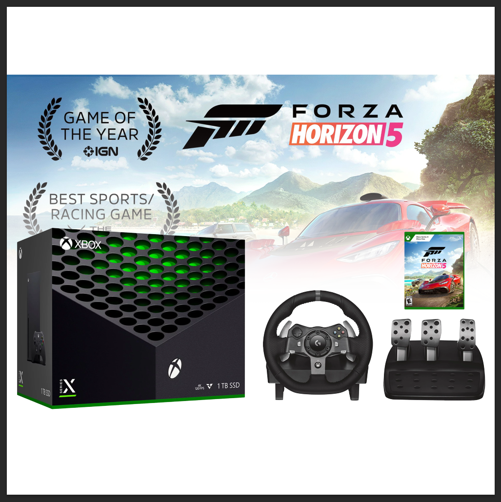 Xbox Series X 1TB Ulra Fast SSD Gaming Console with Logitech G920 Racing Wheel Set & Forza Horizon 5