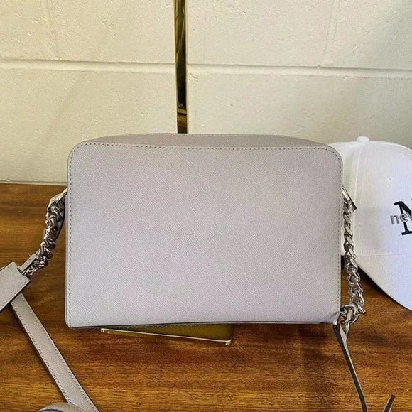 Michael Kors 30H6SENM2L Emma Medium Messenger Bag In Pearl Grey