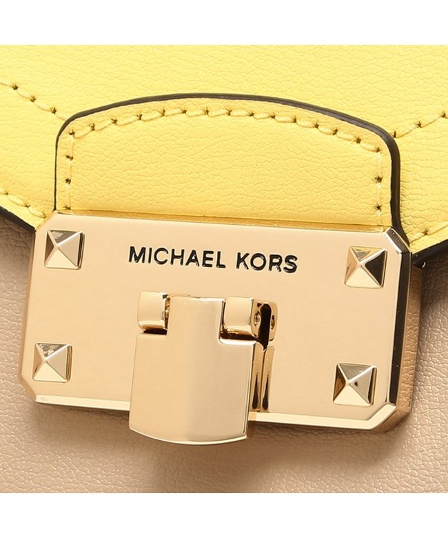 Michael Kors Kinsley 35S0GYKF2T Medium Leather Flap Shoulder Bag In Bisque Multi 193599456331