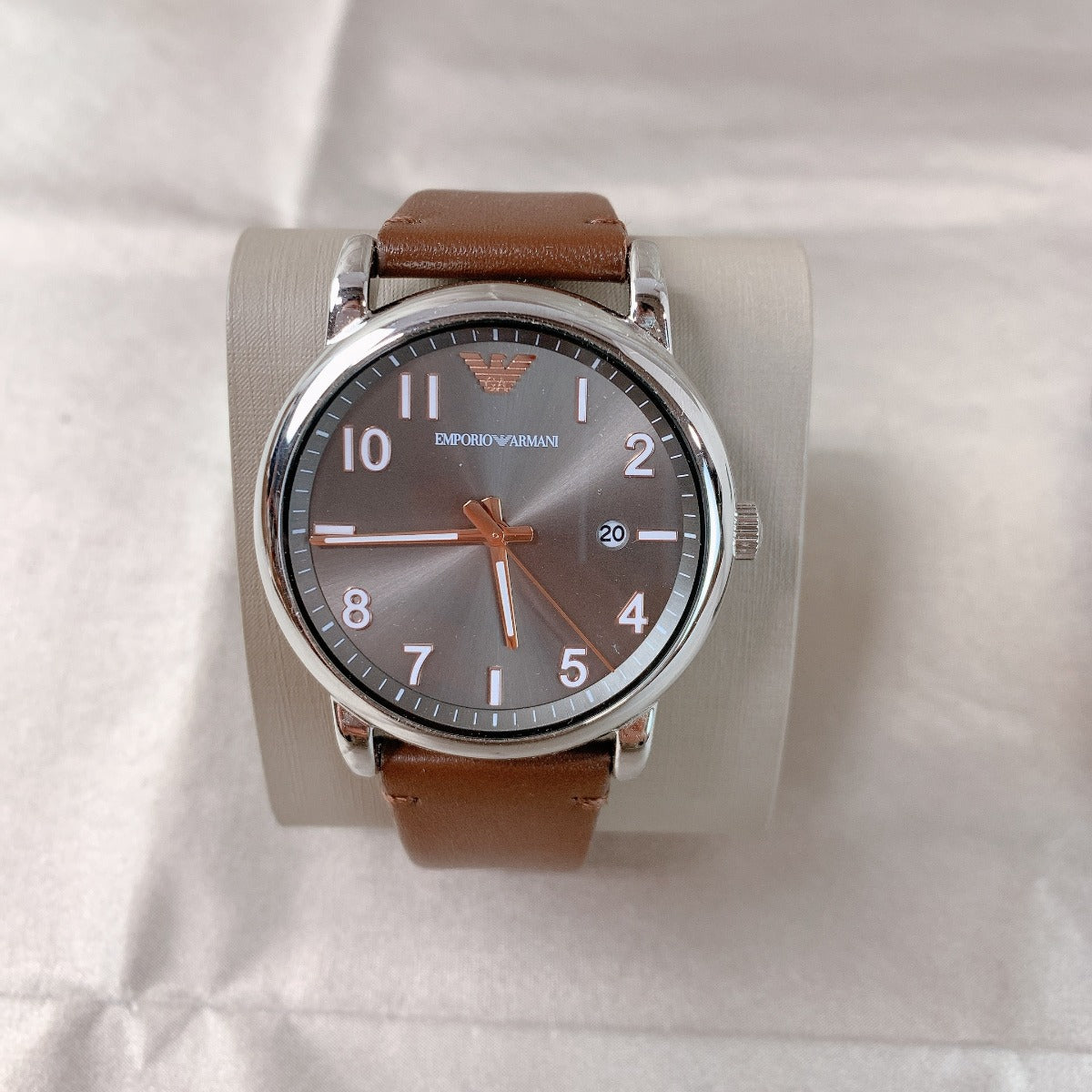 Emporio Armani AR11175 Men's Three-Hand Date Brown Leather Watch