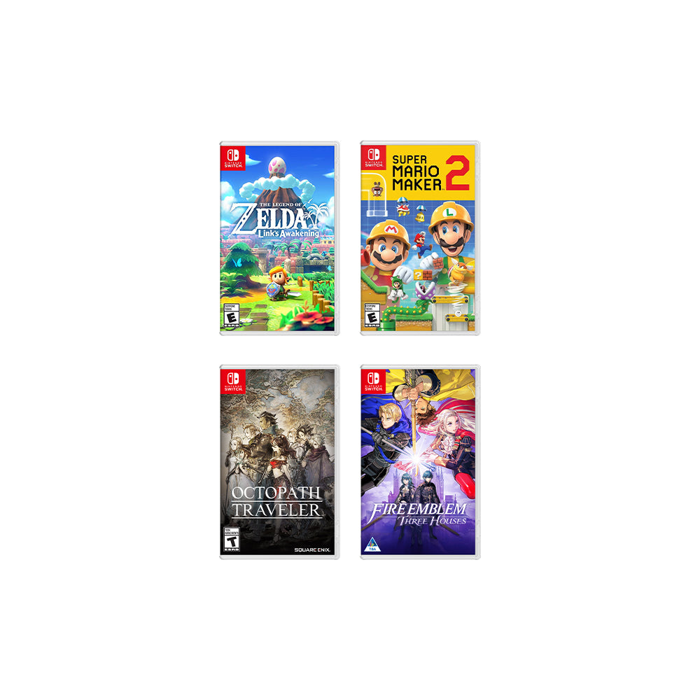 New Nintendo Switch Lite Turquoise Console Bundle with 4 Games: The Legend of Zelda Link's Awakening, Super Mario Maker 2, Octopath Traveler, and Fire Emblem: Three Houses!